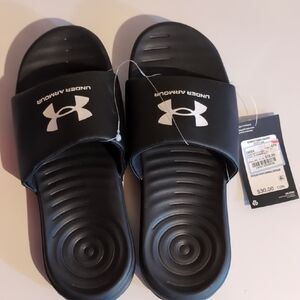 Under Armour Women's Size 8 Black Slide Sandals with Logo